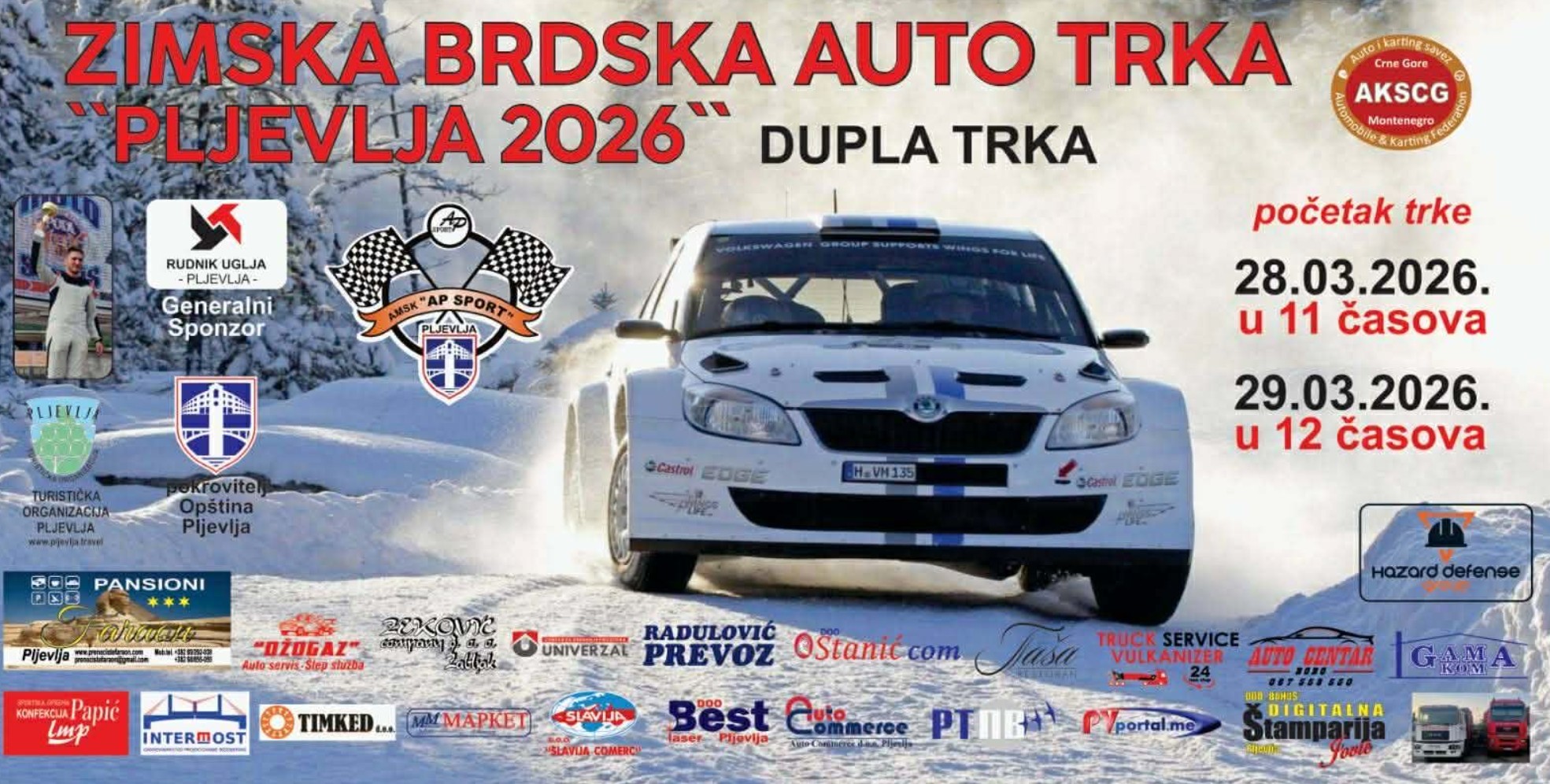 Zimska brdska auto trka PLJEVLJA 2026